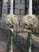 Lumanari de cununie cu trandafiri si gypsofila